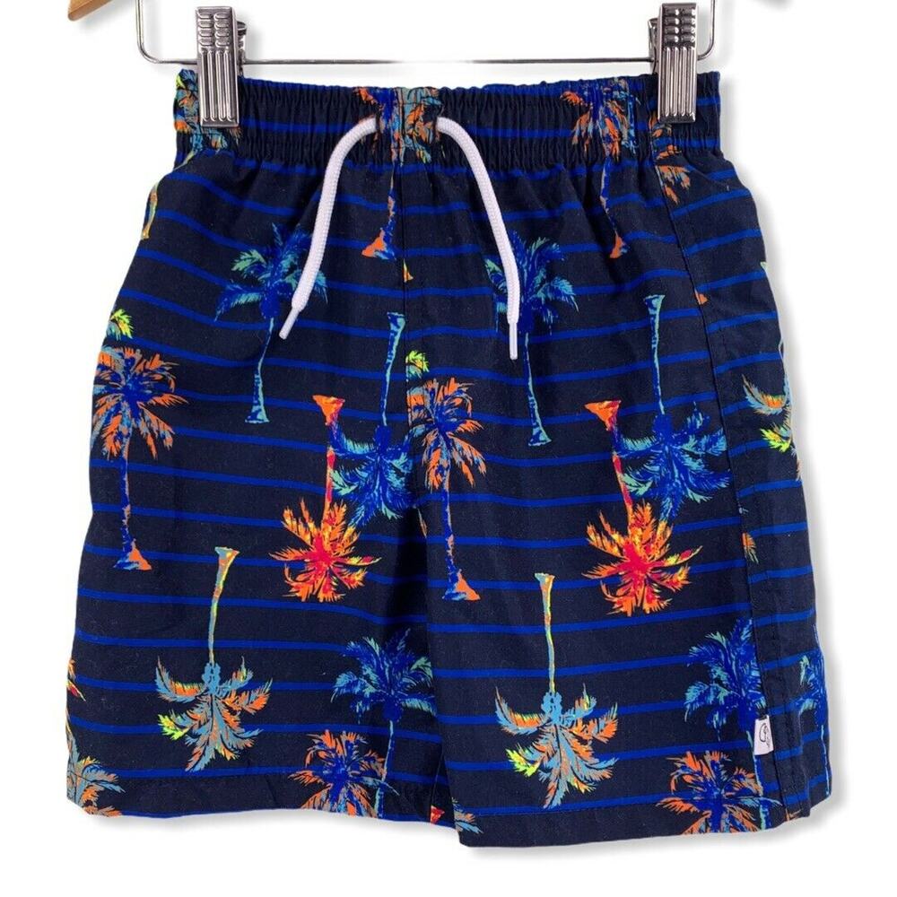 Flapdoodles Blue Palm‎ Tree Swim Trunks 4T